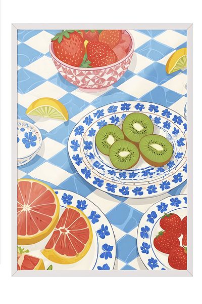 Postifull White Framed Painting, Blushsweat, Comfort Series Kitchen Wall Painting, No: 109148
