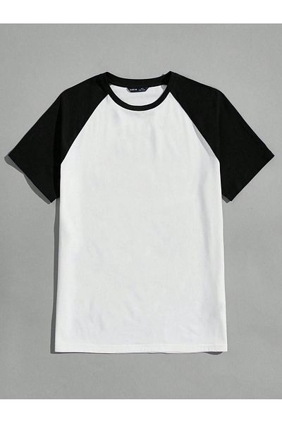 CLAYES Oversize Ασπρόμαυρο μπλουζάκι χωρίς στάμπα - Raglan μανίκι Unisex Άνετη εφαρμογή