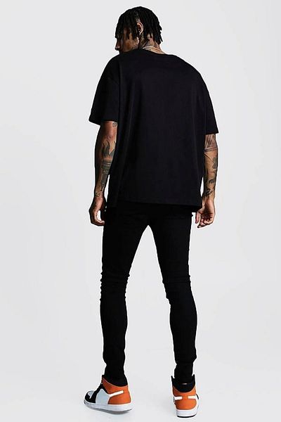 VBSVİBES Tricou tricotat cu imprimeu Los Angeles cu guler supradimensionat negru unisex