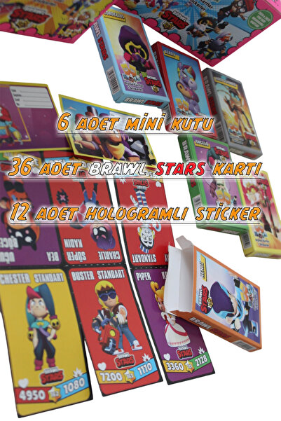 OYUNKAFASI Brawl Stars Game Cards New Series (6 Mini Boxes, 36 Cards, 12 Stickers)