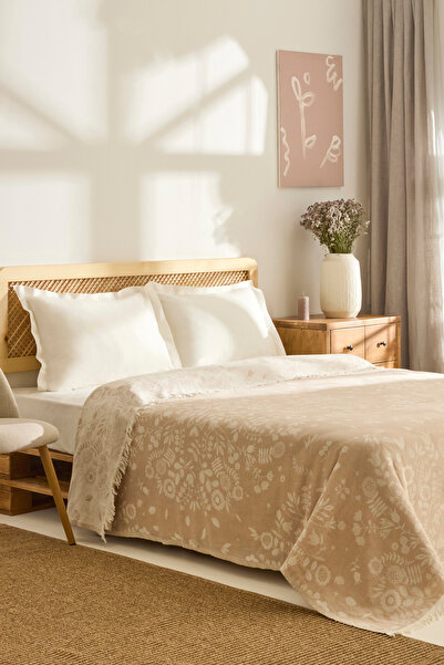 Kaşmir Home Grasy Διπλό Ζακάρ Μουσελίνα Πικέ Μπεζ