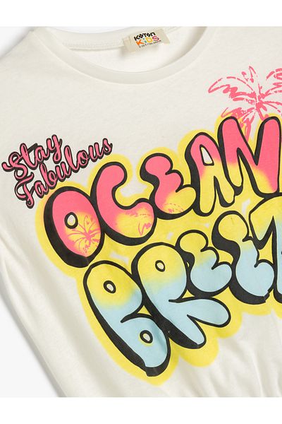 Koton Αμάνικο Crop T-shirt Crew Neck Graffiti με εμπριμέ ελαστική μέση από βαμβάκι