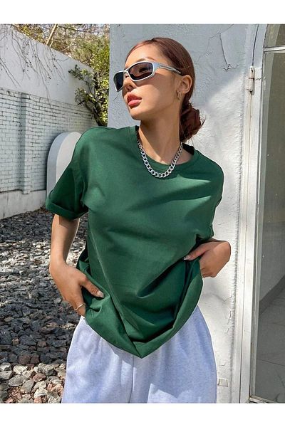CLAYES Πράσινο γυναικείο μπλουζάκι Oversize - Hey You Printed