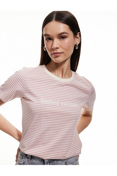 Koton pink stripe Printed T-Shirt