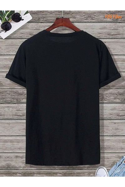 VBSVİBES Unisex Oversize Distance Printed Black T-shirt