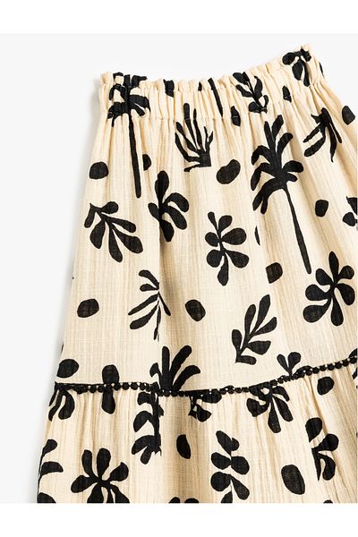 Koton Fusta midi din bumbac cu talie elastică cu model floral