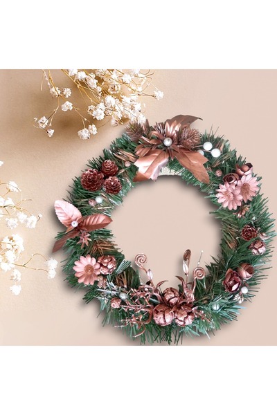 ATELIER EXQUISITE Yılbaşı Kapı Süsü Rose Flowers Led Işıklı 30cm