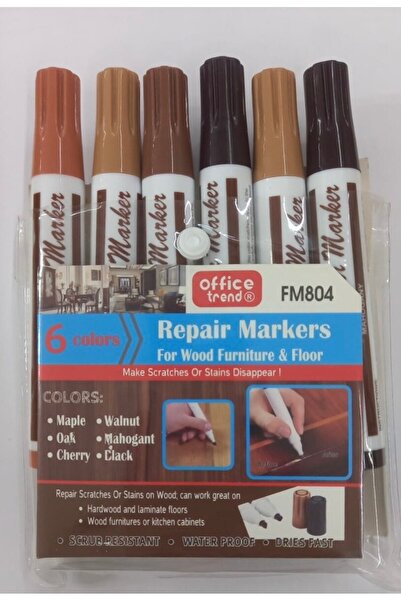 OFFİCE TREND Offıce Trend - Ahşap Rötuş Kalemi Keçeli 6 Lı Set