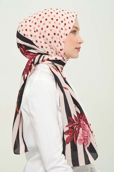 Madame Polo Digital Crepe Chiffon Shawl Multicolor Breathable Wrinkle-Free Non-Slip 75X180 cm
