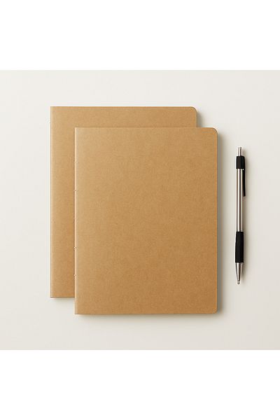 Fark Tanıtım Special Design Kraft Cover A4 Enzo Checkered Notebook - 180 Degree Openable