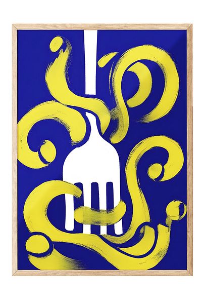 Postifull Wooden Framed Painting, Art of Fork, Comfort Series Kitchen Wooden Painting, No:109135