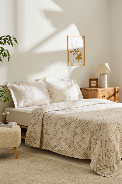 Kaşmir Home طقم ساجان بيكيه مزدوج بيج