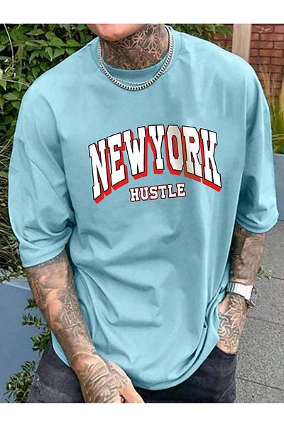CLAYES Μπλουζάκι Newyork Hustle Single Jersey - Μπλουζάκι με κοντό μανίκι με λαιμόκοψη σε μπλε στάμπα