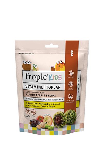 FROPİE Kids Fruit Balls - Vitamin, Pistachio Covered and Hazelnut Butter 80 gr