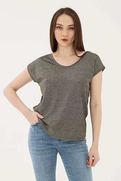 Fashion Friends Glitter Χακί Γυναικεία Μπλούζα 25y0202k1
