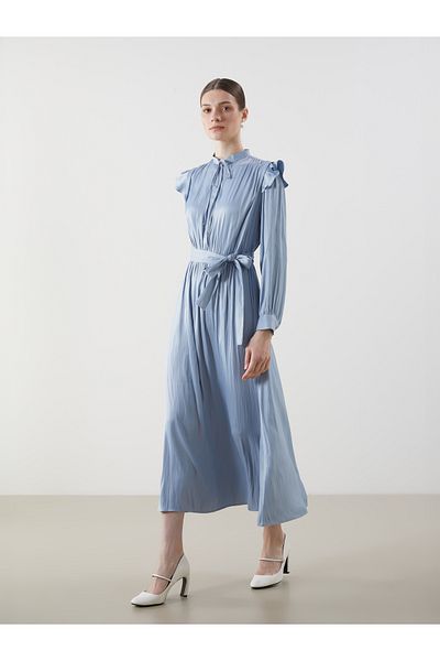 LC Waikiki Rochie de damă oversize din satin cu guler legat