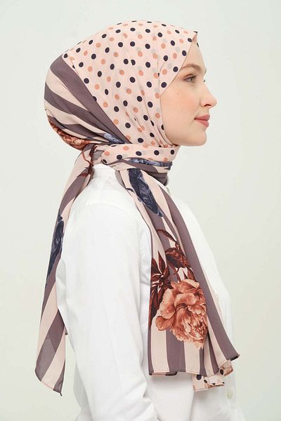 Madame Polo Şal Digital Crepon Chiffon Multicolore Respirabil Fără Pliuri Anti-alunecare 75x180 Cm