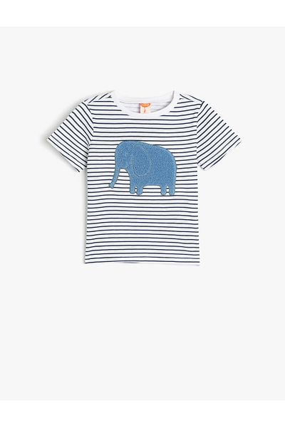 Koton Tricou din bumbac cu mânecă scurtă, cu aplicație de elefant
