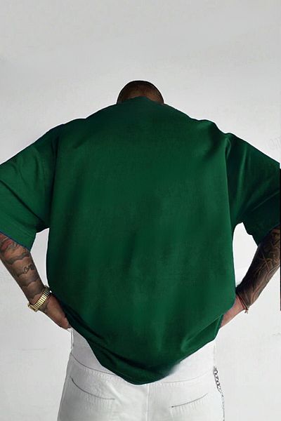 CLAYES Δωρεάν μπλουζάκι Life Green Printed Oversize - Άνετο T-shirt με λαιμόκοψη, κοντομάνικο