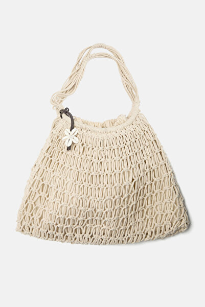 Pull & Bear Embellished crochet shopper bag