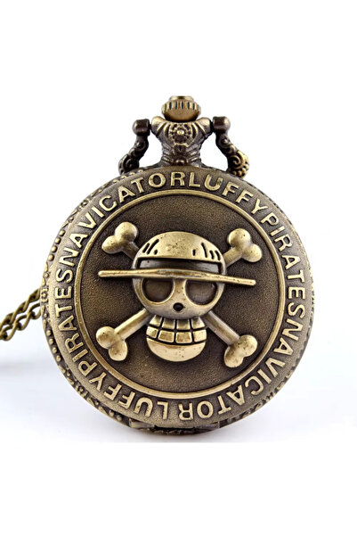 Nts One Piece Anime Kurukafa Quartz Cep Saati Kolye Saat Kapaklı Oymalı Desenli