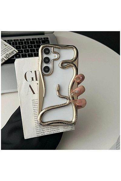 Zebana حافظة سامسونج جالاكسي A36 متوافقة مع حافظة Zebana 3D Snake من السيليكون باللون الذهبي