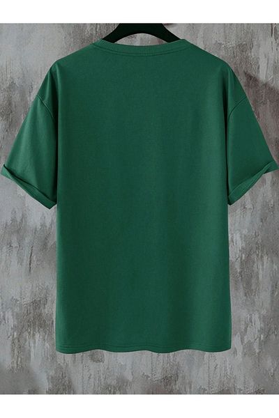 CLAYES Brooklyn Every Day Up Single Jersey T-Shirt - Nefti Green Printed Oversize Crew Neck Short Sleeve T-Shirt