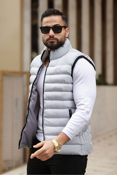 S&M CLOTHİNG New Season Embroidered Waterproof Puffy Vest