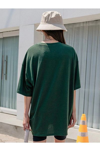 CLAYES Γυναικείο πράσινο Oversize Old School T-shirt - Oversize Printed