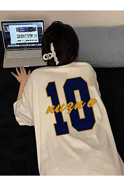 VBSVİBES Πλεκτό μπλουζάκι Unisex Λευκό Oversize 10 Text Printed