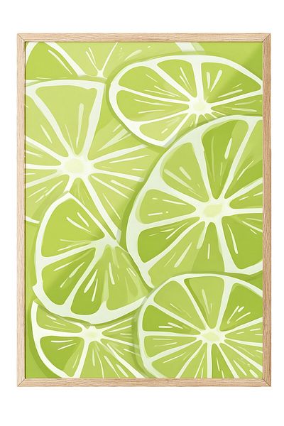 Postifull Ζωγραφική με ξύλινο πλαίσιο, Lime, Comfort Series Kitchen Wood Painting, NO:109132