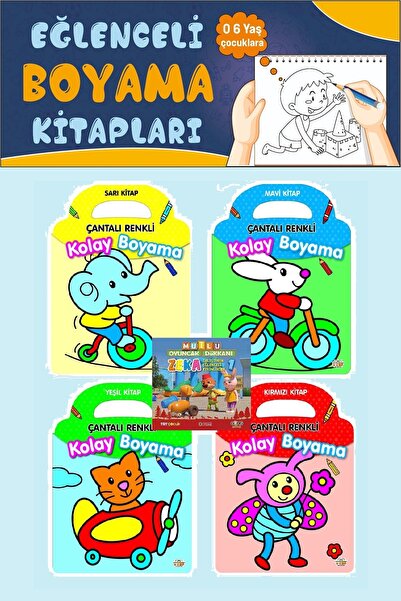 0-6 Yaş Yayınları 3-6 Years Old Colorful Easy Coloring Set with Bag (4 Books)
