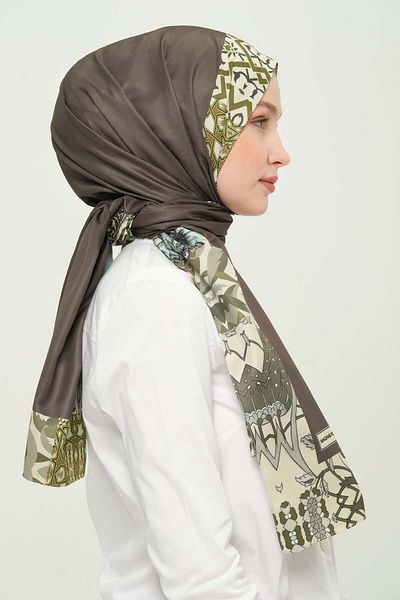 Madame Polo Digital Twil Shawl Multicolored Patterned Wrinkle-Free Non-Slip 75X180 cm