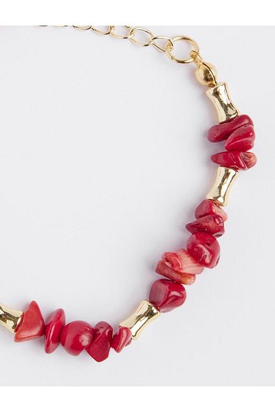 Jimmy Key Red Natural Coral Stone Bracelet