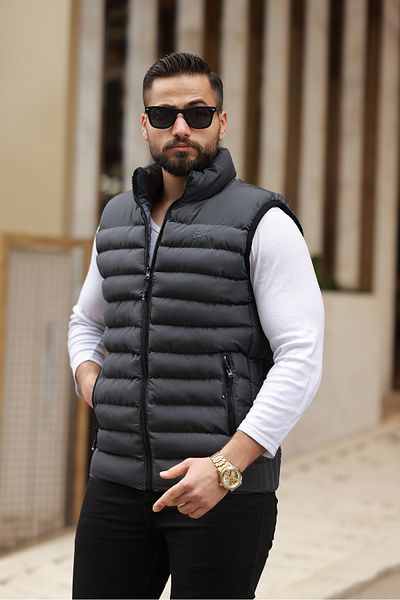 S&M CLOTHİNG New Season Embroidered Waterproof Puffy Vest