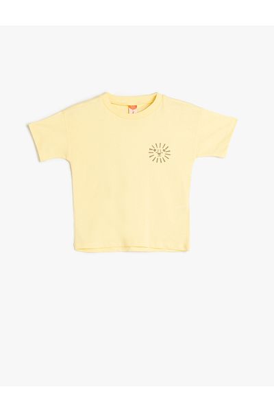 Koton Cotton Crew Neck Print Detail Short Sleeve T-Shirt
