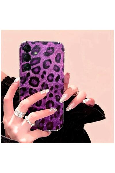 Zebana Samsung Galaxy A17 Compatible Case Luxe Leopard Silicone Case Purple