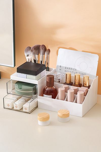 Kitchen Life 3 straturi 2 sertare Birou, Organizator de machiaj pentru bijuterii / Cutie de organizare pentru birou pentru cosmetice