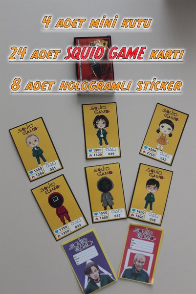 OYUNKAFASI Squid Game Character Cards and (4 Tiny Boxes 24 Character Cards 8 Stickers)