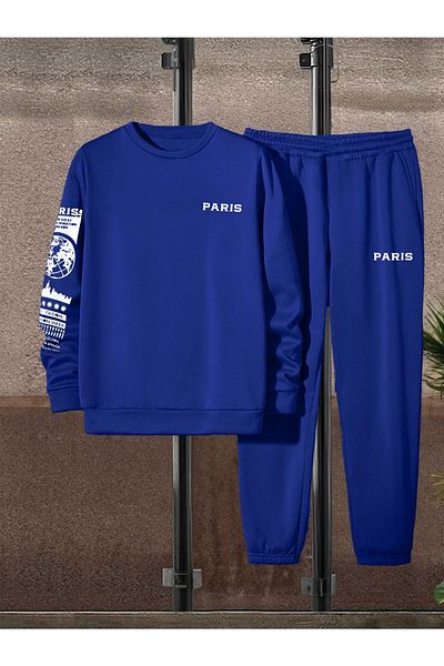 VBSVİBES Sax Blue CREW NECK Combinație de jos Top Set de trening Paris