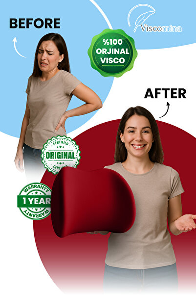 Viscomina Visco Bel Yastığı Sırt Minderi Ortopedik Bel Minderi Ortopedik Sırt Yastığı BORDO RENK