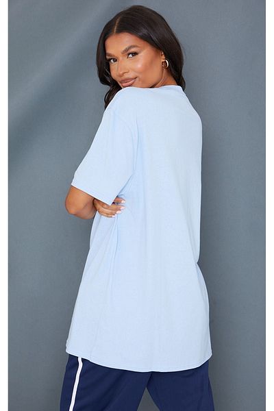 CLAYES Απλό μπλουζάκι ζέρσεϊ - Baby Blue Oversize κοντομάνικο μπλουζάκι με λαιμόκοψη