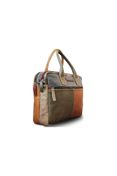 DUTCH-BAG حقيبة كمبيوتر محمول وحقيبة عمل من الجلد الطبيعي مقاس 17 بوصة للجنسين - أناقة في السفر ومكان العمل والمدرسة - ملونة