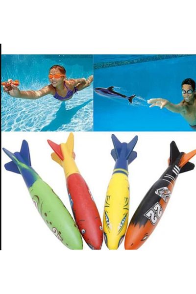 LRS STORE Set of 4 Sea-Pool Toy Torpedo Diving Tutorial Fun Diving Shooting Toy