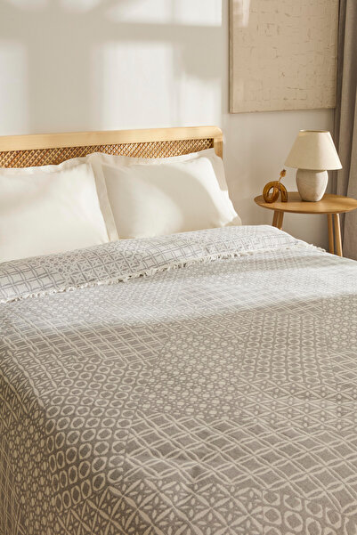 Kaşmir Home Vlafo Çift Kişilik Jakar Muslin Pike Gri