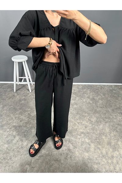 butik derin Women's Set: Linen Shirt, Blouse and Pants