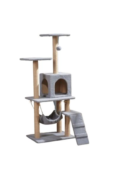 Reyo Gray Pet Scratching Playhouse - Cat House with Luxury Hammock