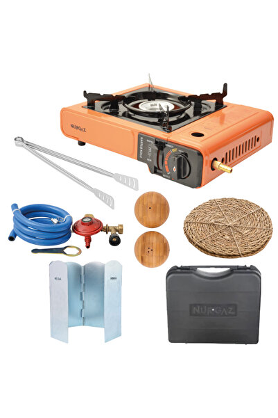 NURGAZ Tüp Bağlantılı Çantalı Portatif Kamp Ocağı Dedantör  Rüzgarlık  Maşa  ...