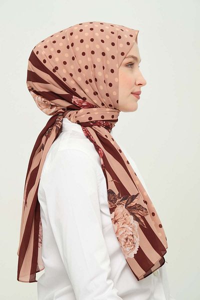 Madame Polo Digital Crepe Chiffon Shawl Multicolor Breathable Wrinkle-Free Non-Slip 75X180 cm