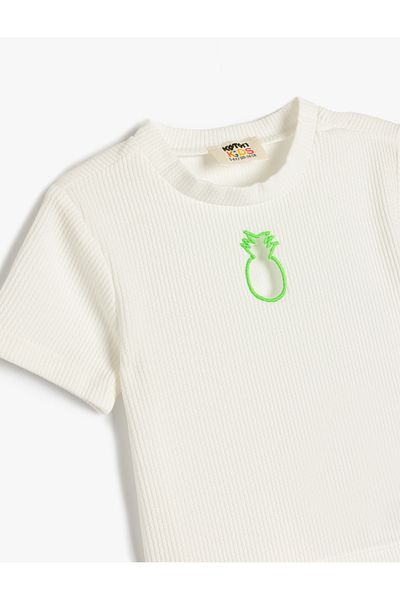 Koton Ecru Green Coordination Girl T-Shirt 5Skg10092Ak
